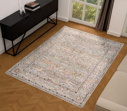 Sojourn Teppich Modern Traditionelles Vintage Design Kurzflor Teppich für Wohn- & Esszimmer Flur Mehrfarbig Teppiche (Mesa, 120 x 170 cm) von Lord of Rugs