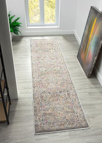Sojourn Teppich Modern Traditionelles Vintage Design Kurzflor Teppich für Wohn- & Esszimmer Flur Mehrfarbig Teppiche (Mesa, 60x240cm(2'8')) von Lord of Rugs