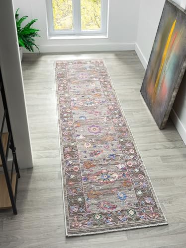 Sojourn Teppich Modern Traditionelles Vintage Design Kurzflor Teppich für Wohn- & Esszimmer Flur Mehrfarbig Teppiche (Sierra, 60x240cm(2'8')) von Lord of Rugs