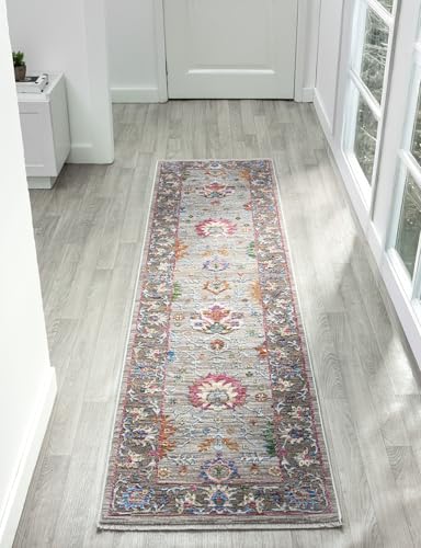 Sojourn Teppich Modern Traditionelles Vintage Design Kurzflor Teppich für Wohn- & Esszimmer Flur Mehrfarbig Teppiche (Tor, 60x240cm(2'8')) von Lord of Rugs