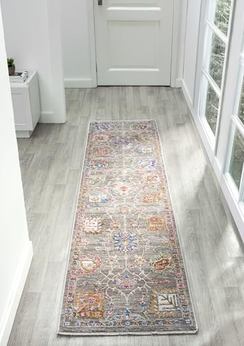 Sojourn Teppich Modern Traditionelles Vintage Design Kurzflor Teppich für Wohn- & Esszimmer Flur Mehrfarbig Teppiche (Wold, 60x240cm(2'8')) von Lord of Rugs