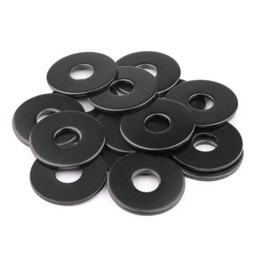 LordHardware Schwarze Kotflügelscheiben, 18–8 (304) Edelstahl, flache Kotflügelscheibe (1,27 cm x 3,8 cm) von LordHardware