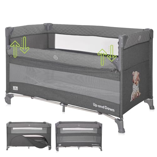 Lorelli 3 in 1 Babybett, Beistellbett und Laufstall Up and Down, Kinderbett mit 2 Ebenen, Seiteneingang und Faltbarer Seitenwand, Baby Reisebett, grau Lorelli 3 in 1 Babybett, Beistellbett und Laufstall Up and Down, Kinderbett mit 2 Ebenen, Seiteneingang und Faltbarer Seitenwand, Baby Reisebett, grau von Lorelli