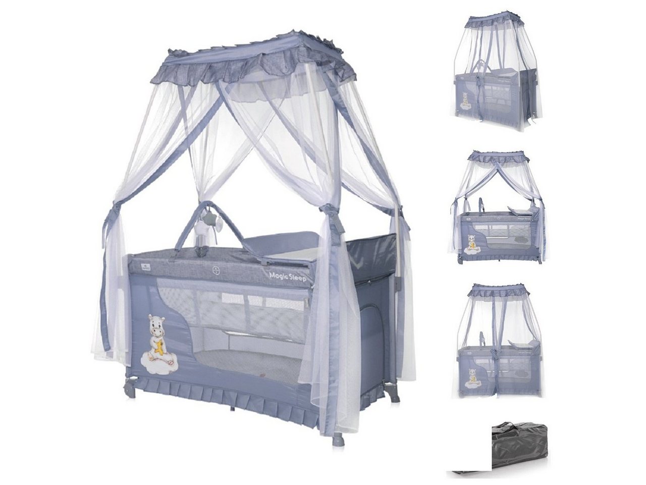 Lorelli Baby-Reisebett Reisebett, Laufstall Magic Sleep, 2 Ebenen Baldachin Mobile Wickelauflage faltbar von Lorelli