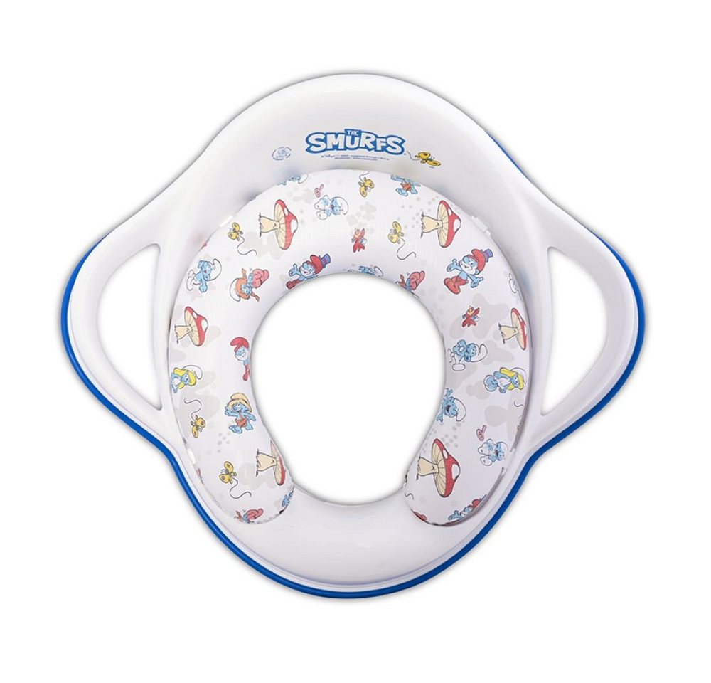 Lorelli Baby-Toilettensitz Toilettensitz Smurfs Handgriffe, 16 cm, weich gepolstert ergonomische Form von Lorelli