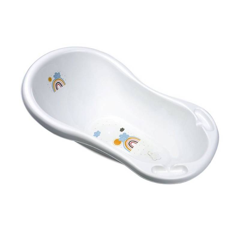 Lorelli Babybadewanne Babybadewanne Rainbow 84 cm, Wasserablauf ergonomische Form Ablagefächer von Lorelli