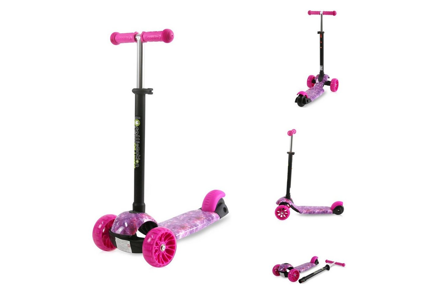 Lorelli Cityroller Kinderroller Draxter 3 Räder, höhenverstellbar, PU-Leuchträder Fußbremse von Lorelli