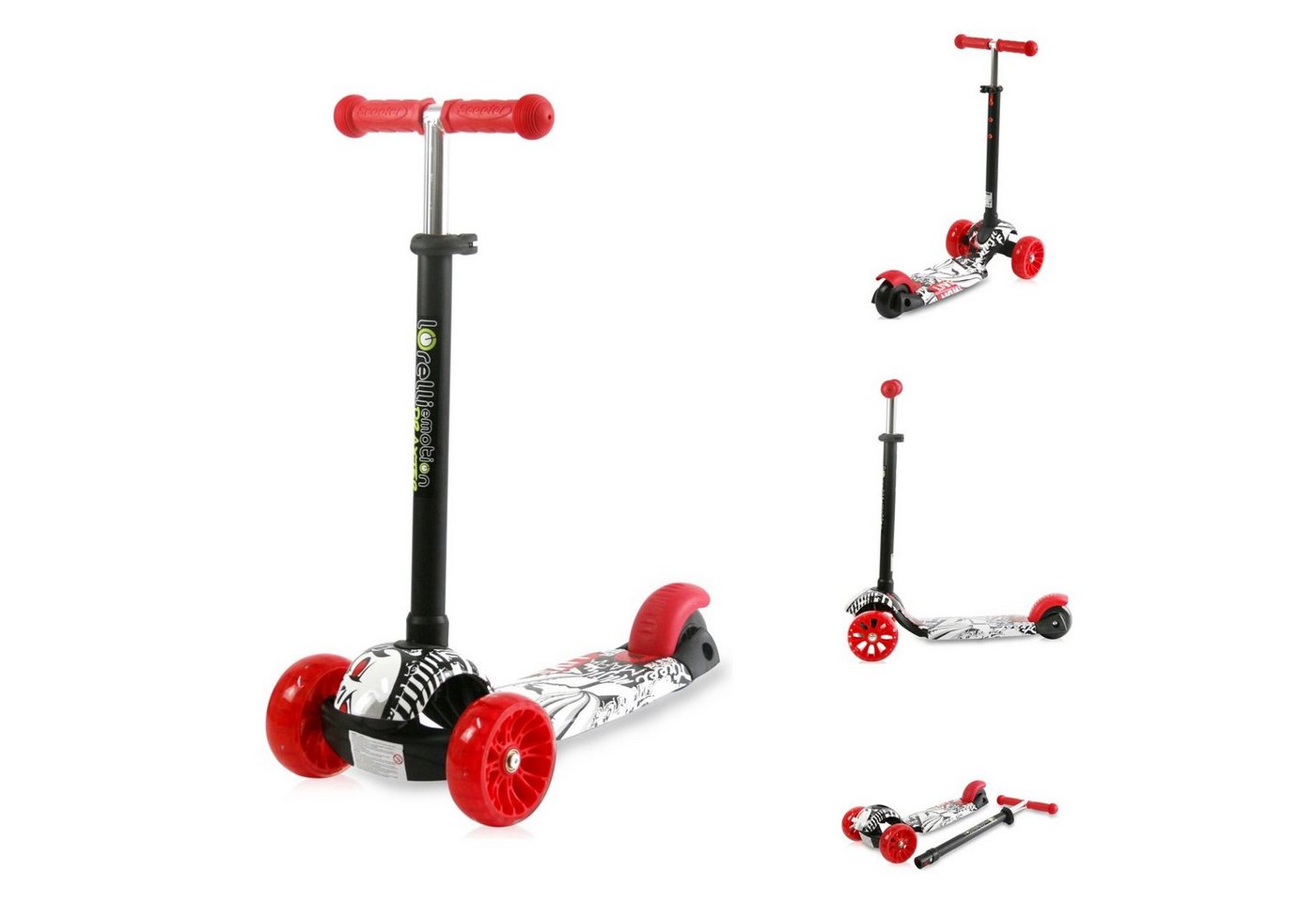 Lorelli Cityroller Kinderroller Draxter 3 Räder, höhenverstellbar, PU-Leuchträder Fußbremse von Lorelli