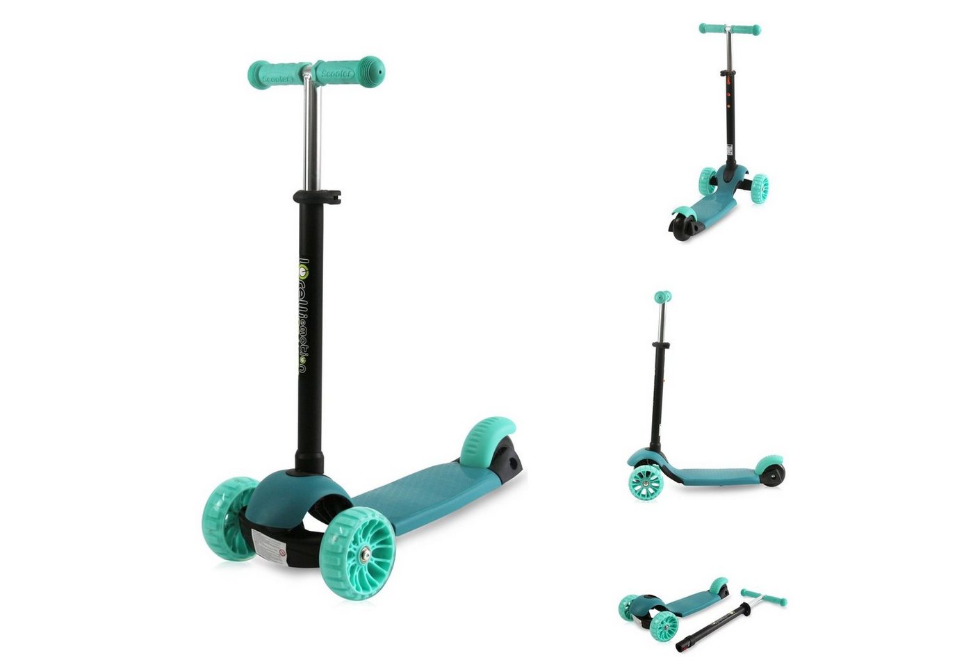 Lorelli Cityroller Kinderroller Draxter 3 Räder, höhenverstellbar, PU-Leuchträder Fußbremse von Lorelli