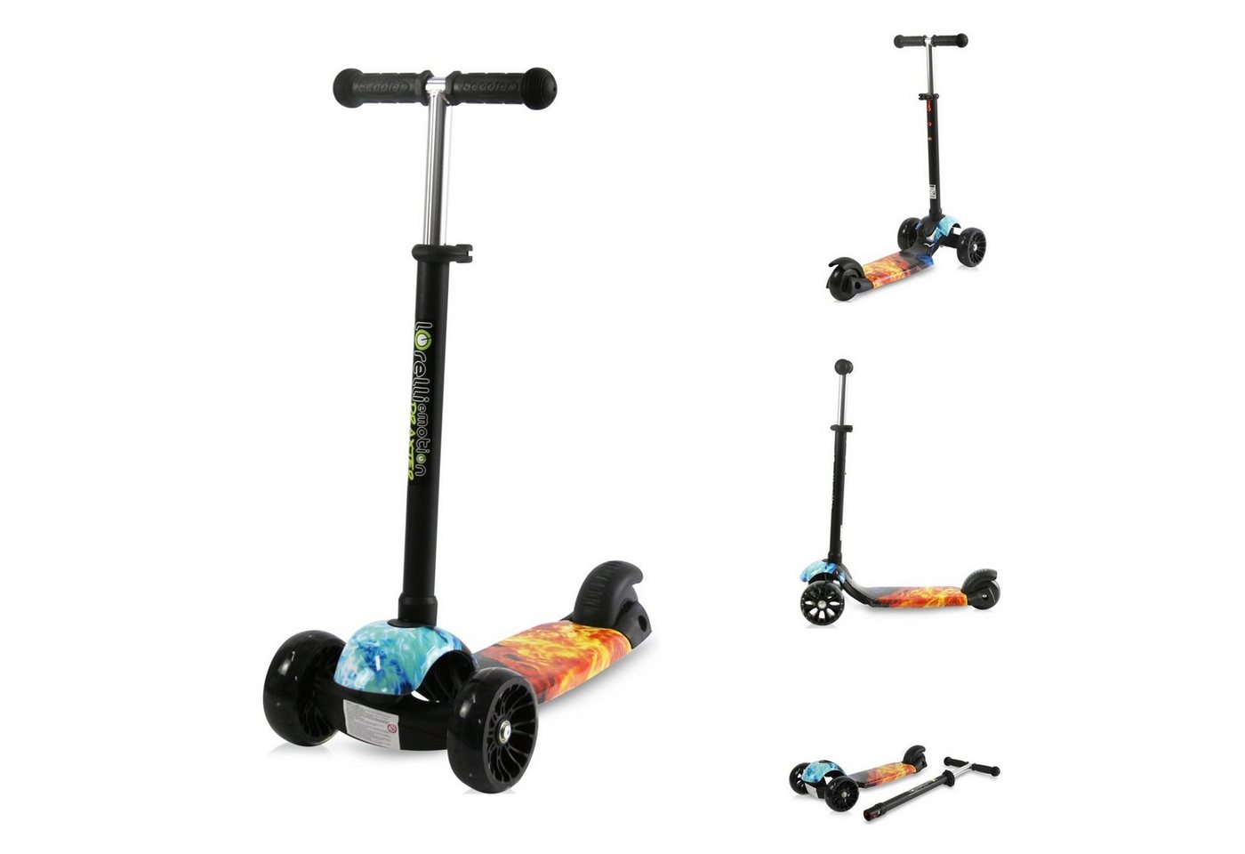 Lorelli Cityroller Kinderroller Draxter 3 Räder, höhenverstellbar, PU-Leuchträder Fußbremse von Lorelli