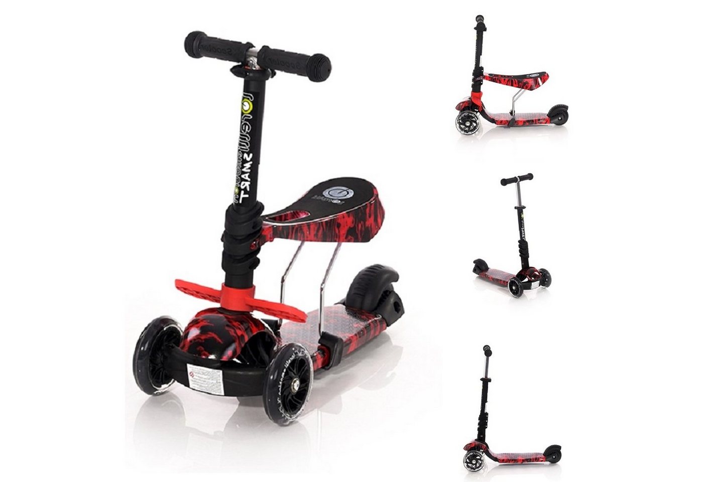 Lorelli Cityroller Kinderroller Smart 2 in 1, Smart PU Räder leuchten klappbar verstellbar von Lorelli