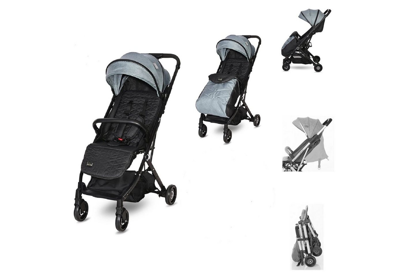 Lorelli Kinder-Buggy Kinderwagen Myla, Aluminiumrahmen Korb Fußsack klappbar mit Zusatzgriff von Lorelli