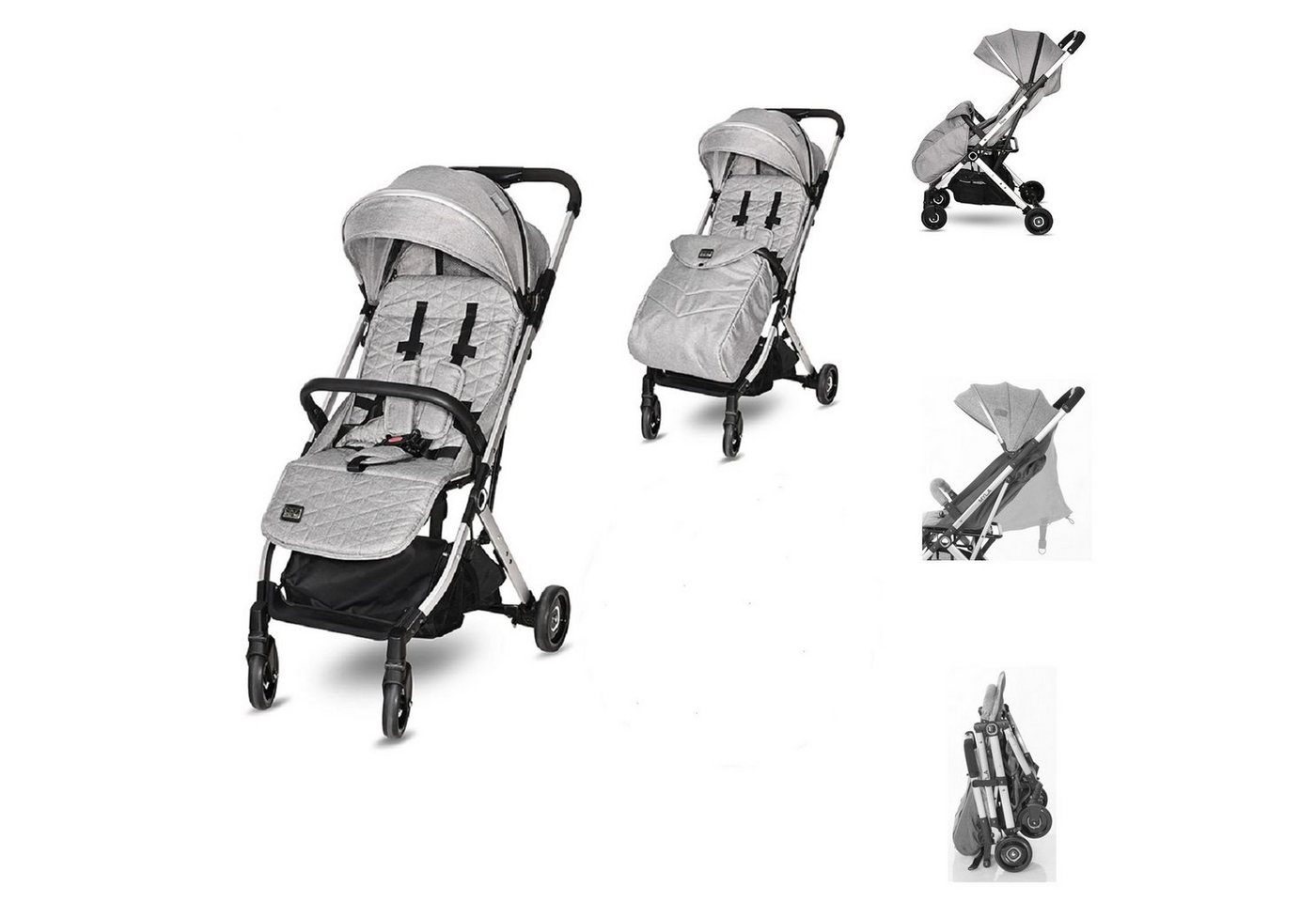 Lorelli Kinder-Buggy Kinderwagen Myla, Aluminiumrahmen Korb Fußsack klappbar mit Zusatzgriff von Lorelli