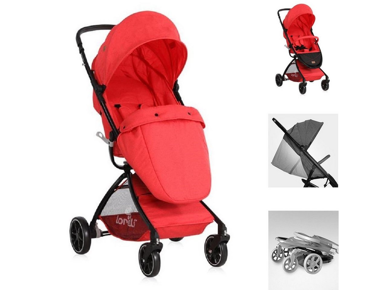 Lorelli Kinder-Buggy Kinderwagen SPORT, mit Korb, verstellbares Sonnendach, Fußsack, klappbar von Lorelli