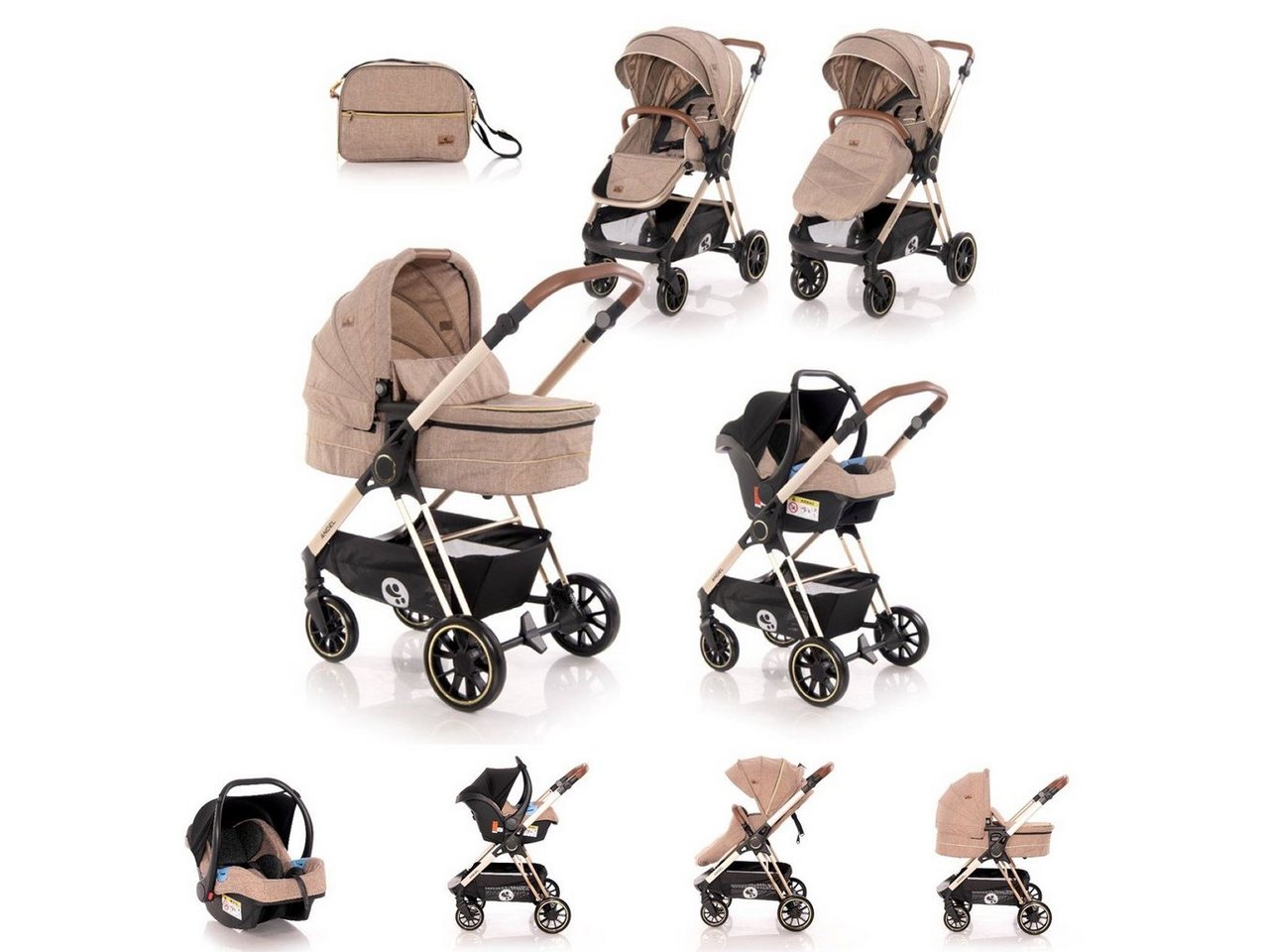 Lorelli Kombi-Kinderwagen Kombikinderwagen Angel 3 in 1, Gummiräder Autositz Babywanne Sportsitz von Lorelli