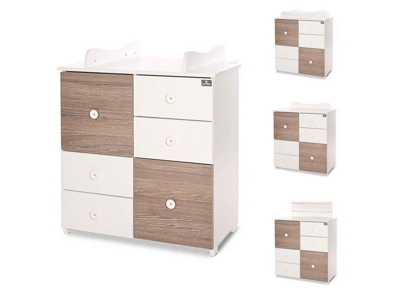 Lorelli Kommode Kommode Cupboard, 83 x 71 x 96 cm, 4 Schubladen, 2 Türen mit Regalboden von Lorelli