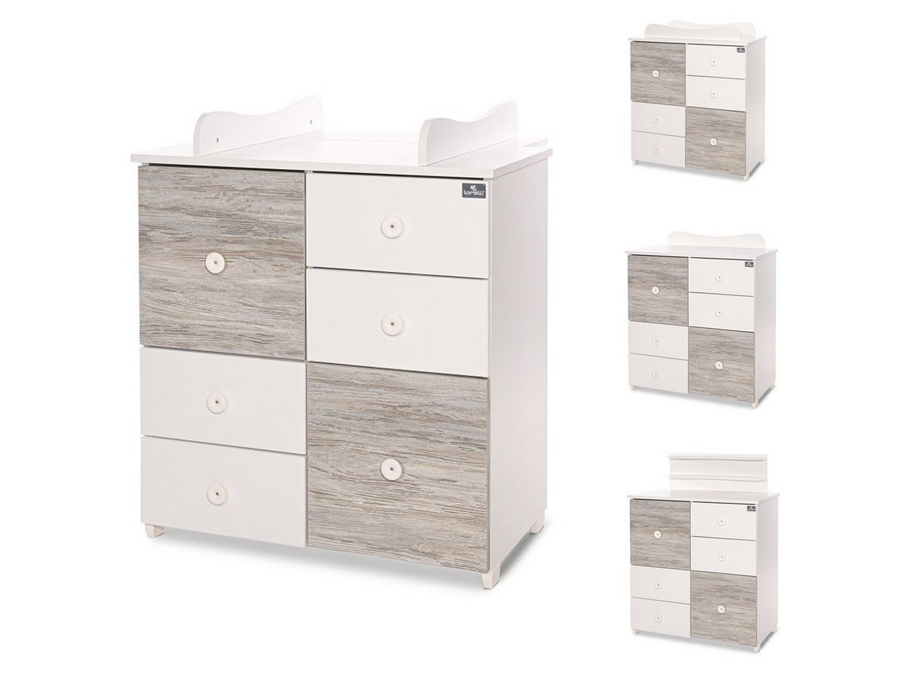 Lorelli Kommode Kommode Cupboard, 83 x 71 x 96 cm, 4 Schubladen, 2 Türen mit Regalboden von Lorelli