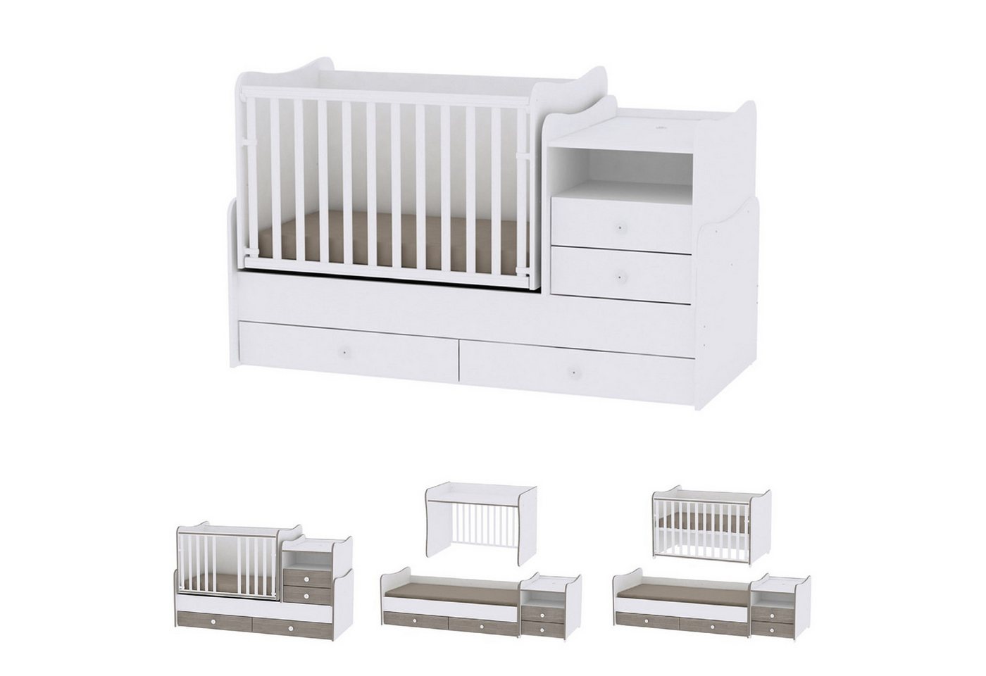 Lorelli Komplettbett Baby- und Kinderbett Combo, 2 Kinder gleichzeitig Schaukelfunktion von Lorelli