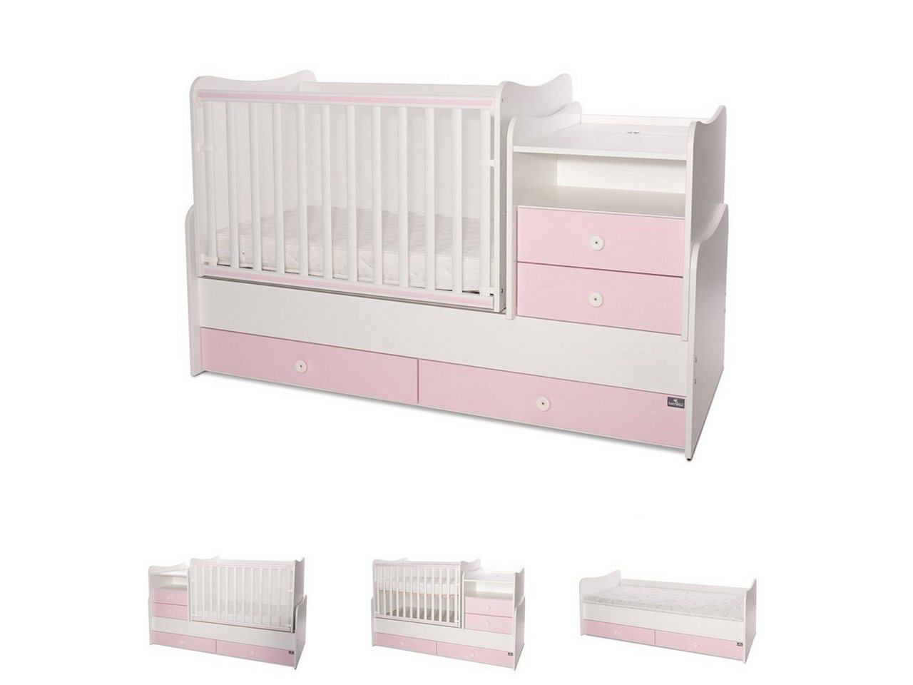 Lorelli Komplettbett Baby- und Kinderbett Combo, umbaubar 2 Kinder gleichzeitig Schaukelfunktion von Lorelli