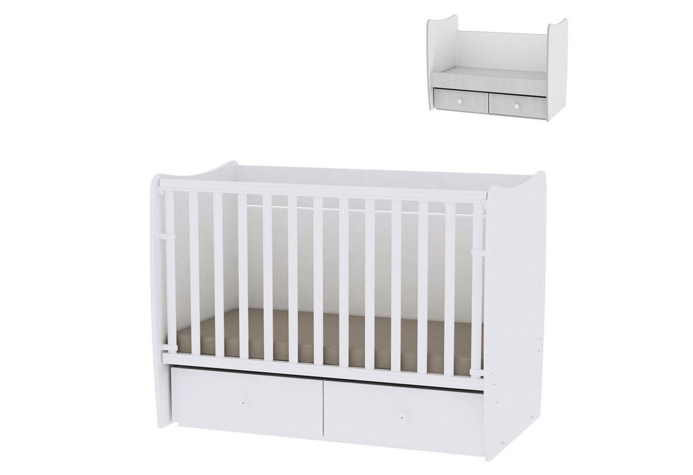 Lorelli Komplettbett Babybett MATRIX NEW, Babyschaukel, 2 Schubladen, Kinderbett, 120 x 60 cm von Lorelli