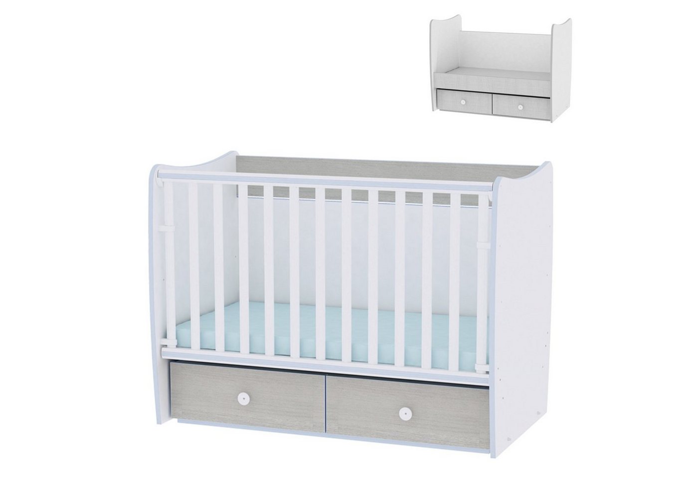 Lorelli Komplettbett Babybett MATRIX NEW, Babyschaukel, 2 Schubladen, Kinderbett, 120 x 60 cm von Lorelli