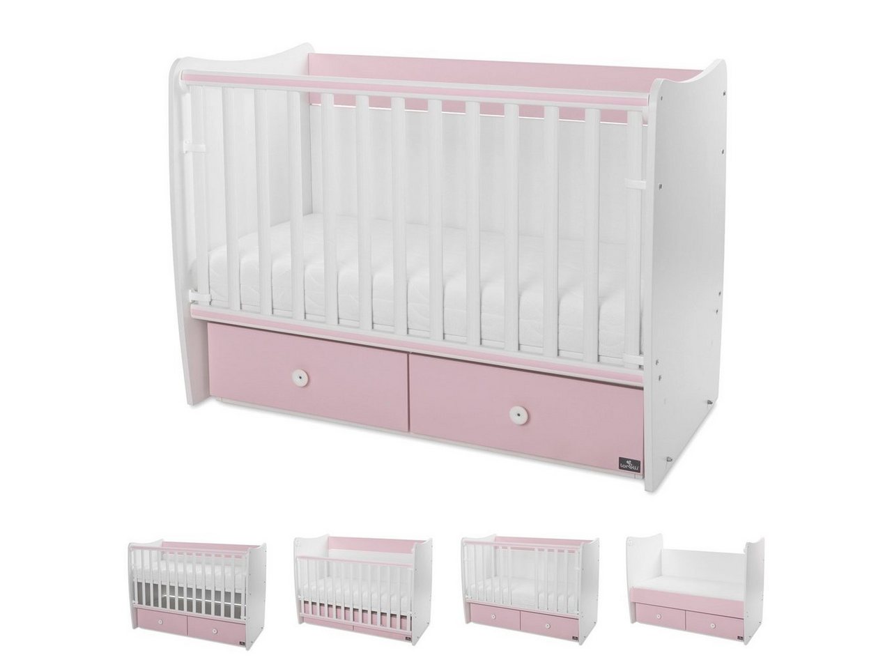 Lorelli Komplettbett Babybett MATRIX NEW Kinderbett, 120 x 60 cm, 2 Ebenen, 2 Schubladen von Lorelli