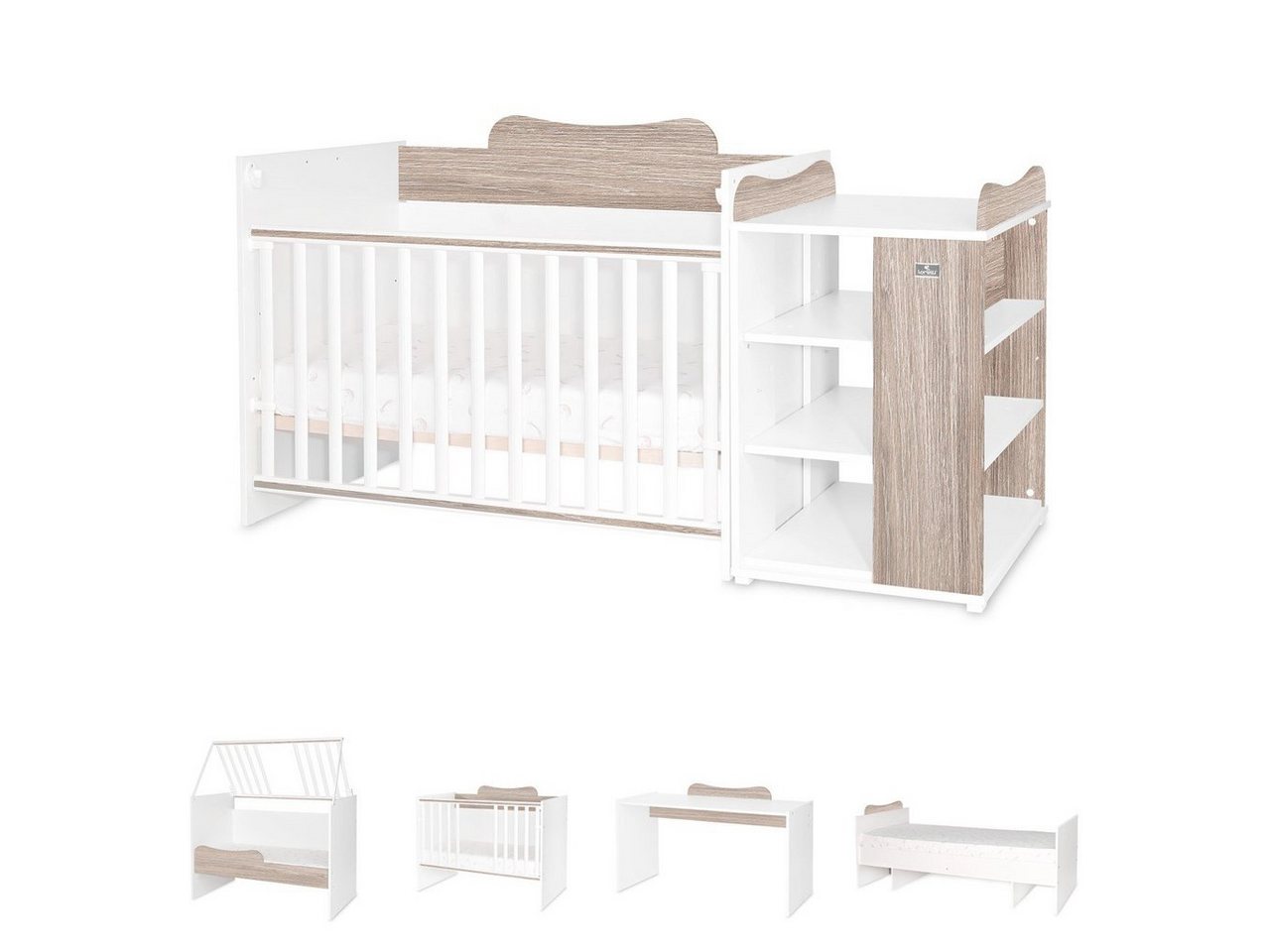 Lorelli Komplettbett Babybett Multi, Jugendbett, Schreibtisch, Wickeltisch, mehrfach umbaubar von Lorelli