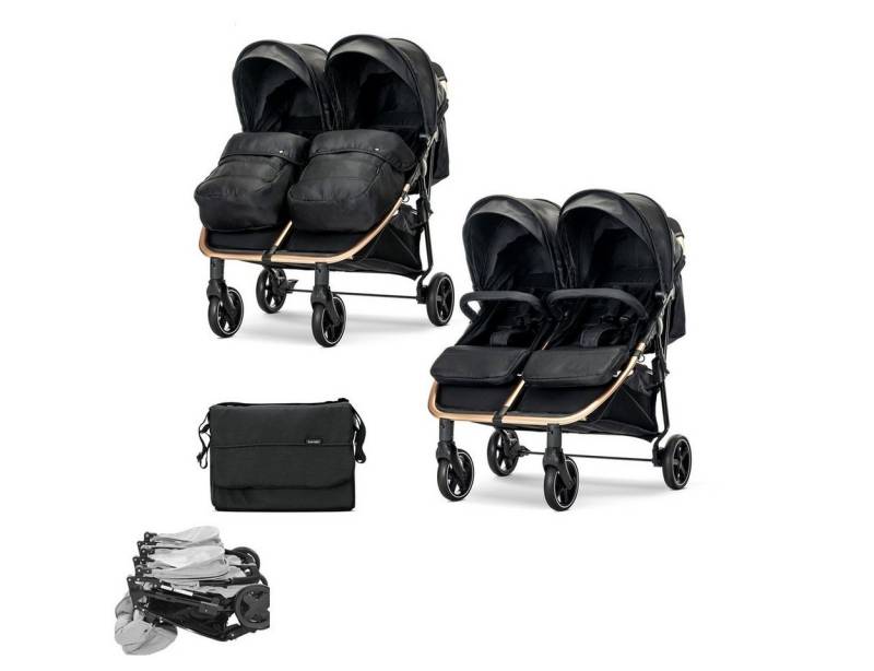Lorelli Zwillings-Kombikinderwagen Geschwisterkinderwagen Duo, klappbar verstellbar Fußabdeckung Wickeltasche Lorelli Zwillings-Kombikinderwagen Geschwisterkinderwagen Duo, klappbar verstellbar Fußabdeckung Wickeltasche von Lorelli