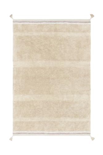 Lorena Canals Baumwollteppich Farbe Orangesand texturiert mit Pompons S - 120 x 160 cm von Lorena Canals