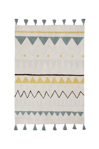 Lorena Canals - Ethnischer Waschbarer Teppich hellblauer Baumwolle Azteque 120 x 160 cm von Lorena Canals