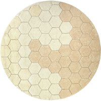 Lorena Canals - Honeycomb waschbarer Teppich, Ø 140 cm, ivory / vanilla / golden von Lorena Canals