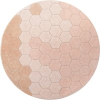 Lorena Canals - Honeycomb waschbarer Teppich, Ø 140 cm, light pink / ivory / rose von Lorena Canals