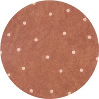 Lorena Canals - Round Dot Teppich, Ø 140 cm, chestnut / rose von Lorena Canals