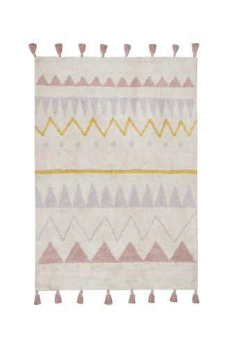 Lorena Canals Teppich, Aztekenmuster, groß, waschbar, Baumwolle, Vintage-Optik, 140 x 200 x 30 cm von Lorena Canals