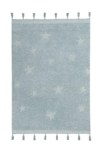 Lorena Canals Waschbarer Teppich Hippy Stars Natürliche Baumwolle -AquaBlau- 175x120 cm von Lorena Canals