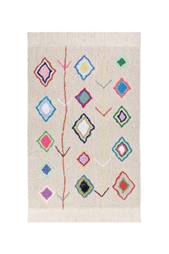Lorena Canals-Waschbarer Teppich für Kinderzimmer KAAROL in Multicolor. Handgefertigt in rechteckiger Form mit kurzem Flor aus natürlicher Baumwolle und ungiftigen Farbstoffen-Größe:200x140cm von Lorena Canals