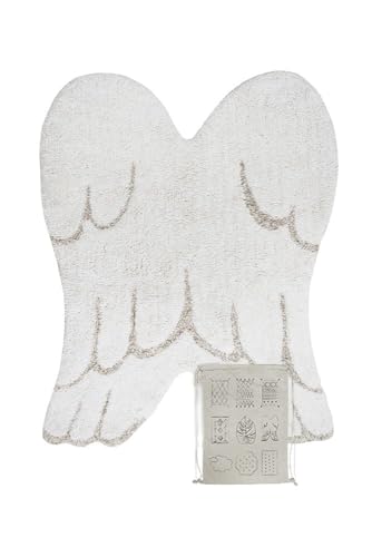 Lorena Canals - Waschbarer Teppich für das Kinderzimmer. Kollektion Mini Wings in Elfenbein, Leinen Farbe - handgefertit mit natürlicher Baumwolle und ökologischen Farbstoffen - Größe:75x100cm von Lorena Canals