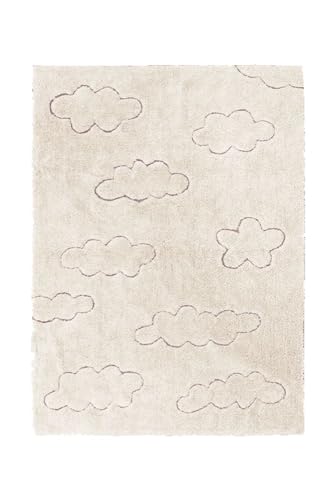 Lorena Canals - Waschbarer Teppich für das Kinderzimmer. Kollektion Rugcyled Wolken in Naturfarbe - handgefertigt mit natürlicher Baumwolle und ökologischen Farbstoffen - Größe: 140x200 cm. von Lorena Canals