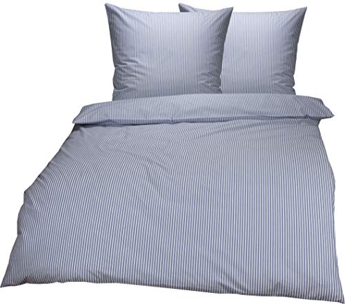 Lorena Mako Batist Bettwäsche Basel Mini Steifen Dunkelblau, 200x220 + 2X 80x80cm, 100% Baumwolle Lorena Mako Batist Bettwäsche Basel Mini Steifen Dunkelblau, 200x220 + 2X 80x80cm, 100% Baumwolle von Lorena Textil