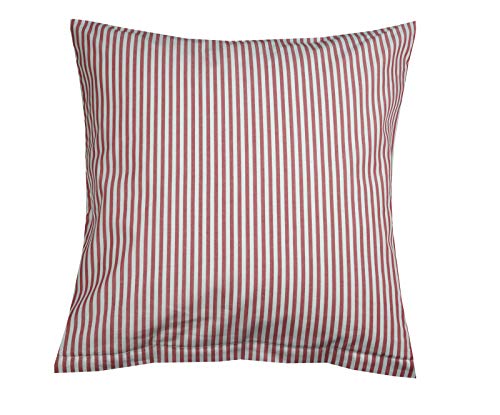 Lorena Mako Batist Kissen Bezug Basel Mini Streifen Rot, 40x60cm, 100% Baumwolle von Lorena Textil