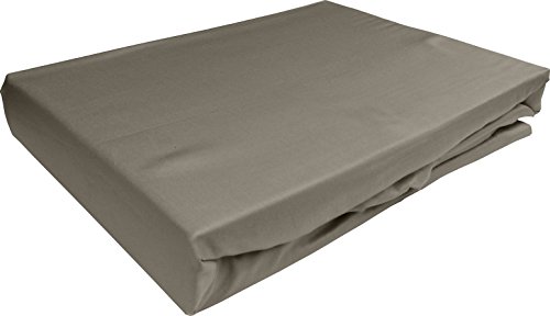 Lorena Textil Uni Classic Maco-Satin Spannlaken Baumwolle (Kiesel, 140 cm x 200 cm) Steghöhe 13-20cm von Lorena Textil