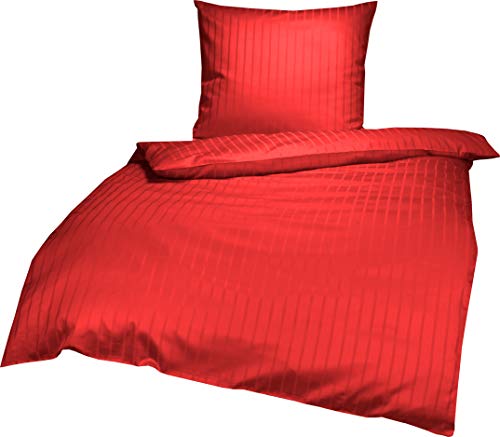 Lorena Textil Verona Mako-Satin Bettwäsche Baumwolle (rot, 135x200 cm + 80x80 cm) von Lorena Textil