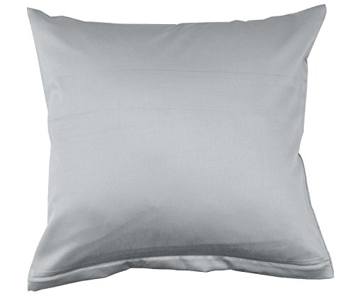 Lorena Uni Classic Mako-Satin Kissen Bezug einfarbig Baumwolle (Silber, 40 cm x 40 cm) von Lorena Textil