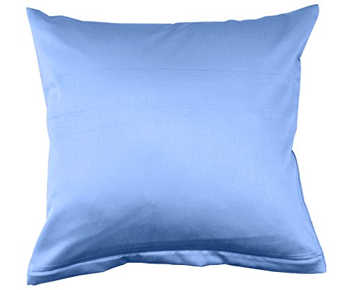 Lorena Uni Classic Mako-Satin Kissen Bezug einfarbig Baumwolle (Azur, 35 cm x 40 cm) von Lorena Textil