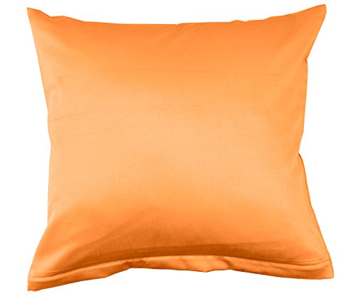 Lorena Uni Classic Mako-Satin Kissen Bezug einfarbig Baumwolle (Mandarin, 15 cm x 40 cm Nackenrolle) von Lorena Textil