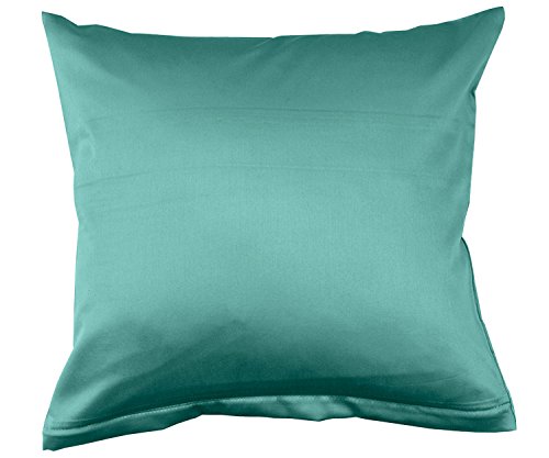 Lorena Uni Classic Mako-Satin Kissen Bezug einfarbig Baumwolle (Petrol, 40 cm x 40 cm) von Lorena Textil