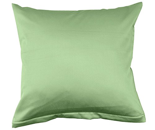 Lorena Uni Classic Mako-Satin Kissen Bezug einfarbig Baumwolle (Pistazie, 80 cm x 80 cm) von Lorena Textil