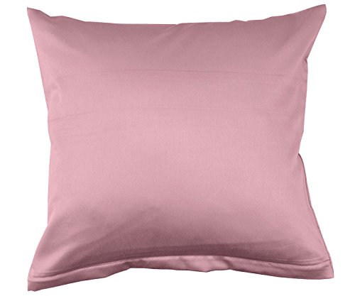 Lorena Uni Classic Mako-Satin Kissen Bezug einfarbig Baumwolle (Woodrose, 80 cm x 80 cm) von Lorena Textil