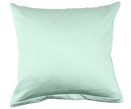 Lorena Uni Classic Mako-Satin Kissen Bezug einfarbig Baumwolle (icegreen, 80 cm x 80 cm) von Lorena Textil