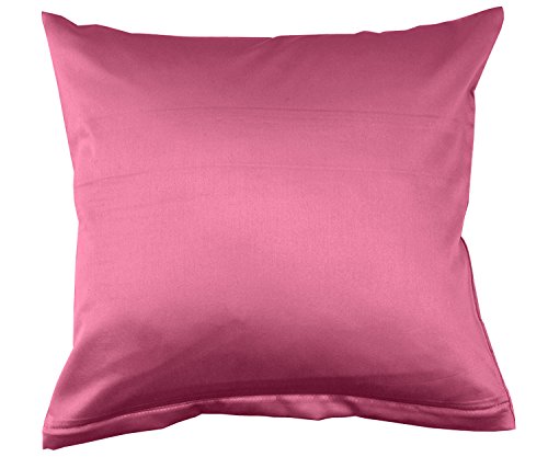Lorena Uni Classic Mako-Satin Kissen Bezug einfarbig Baumwolle (pink, 40 cm x 60 cm) von Lorena Textil
